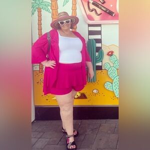 Torrid 2x Vibrant Pink Kimono and Shorts Set